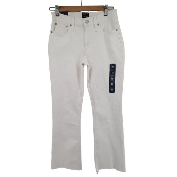 Mid-Rise Flare Crop Jeans J.Crew Womens Size 26 White Denim All-Day Stretch - Picture 2 of 11